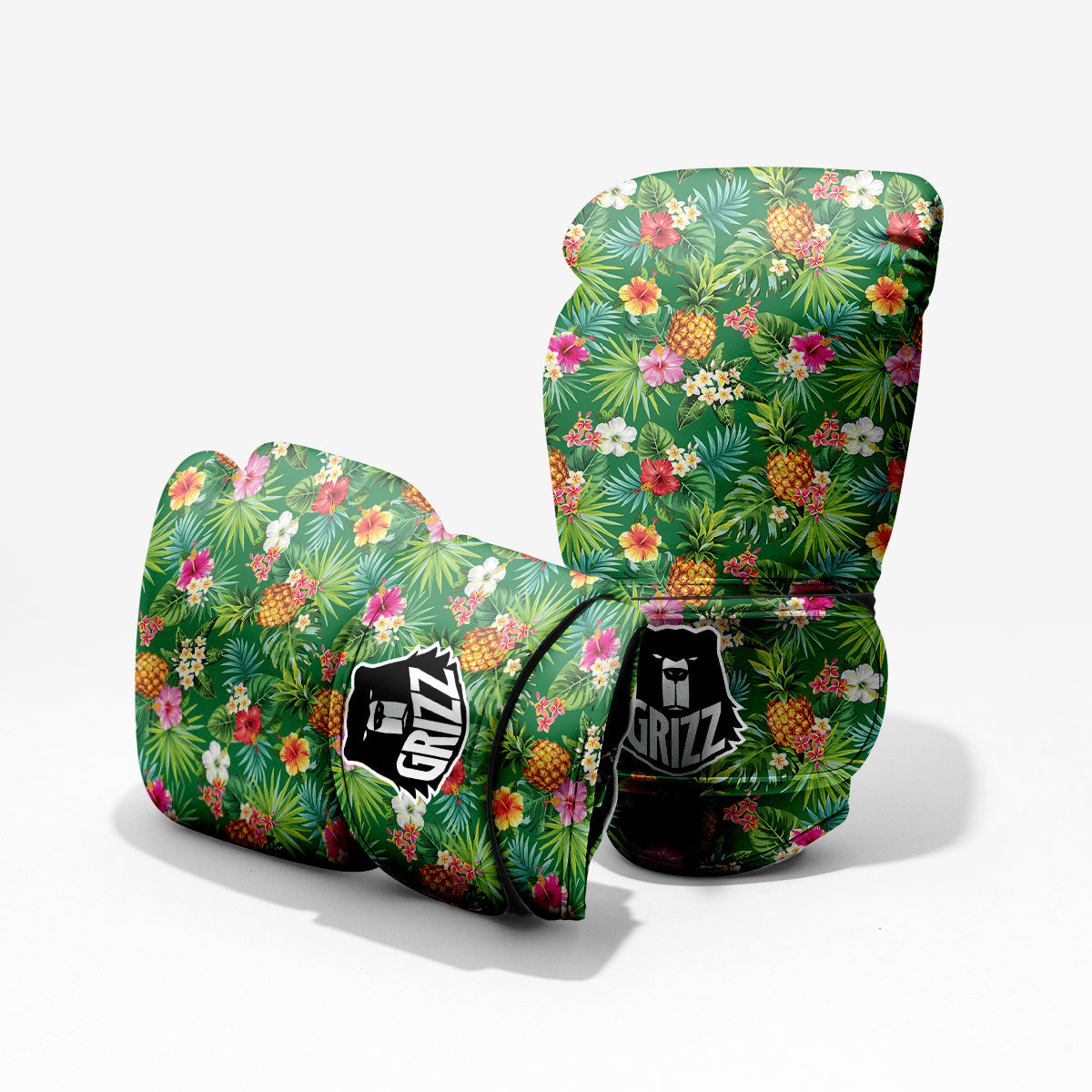 Pineapple Aloha Hibiscus Print Pattern Pro Boxing Glove