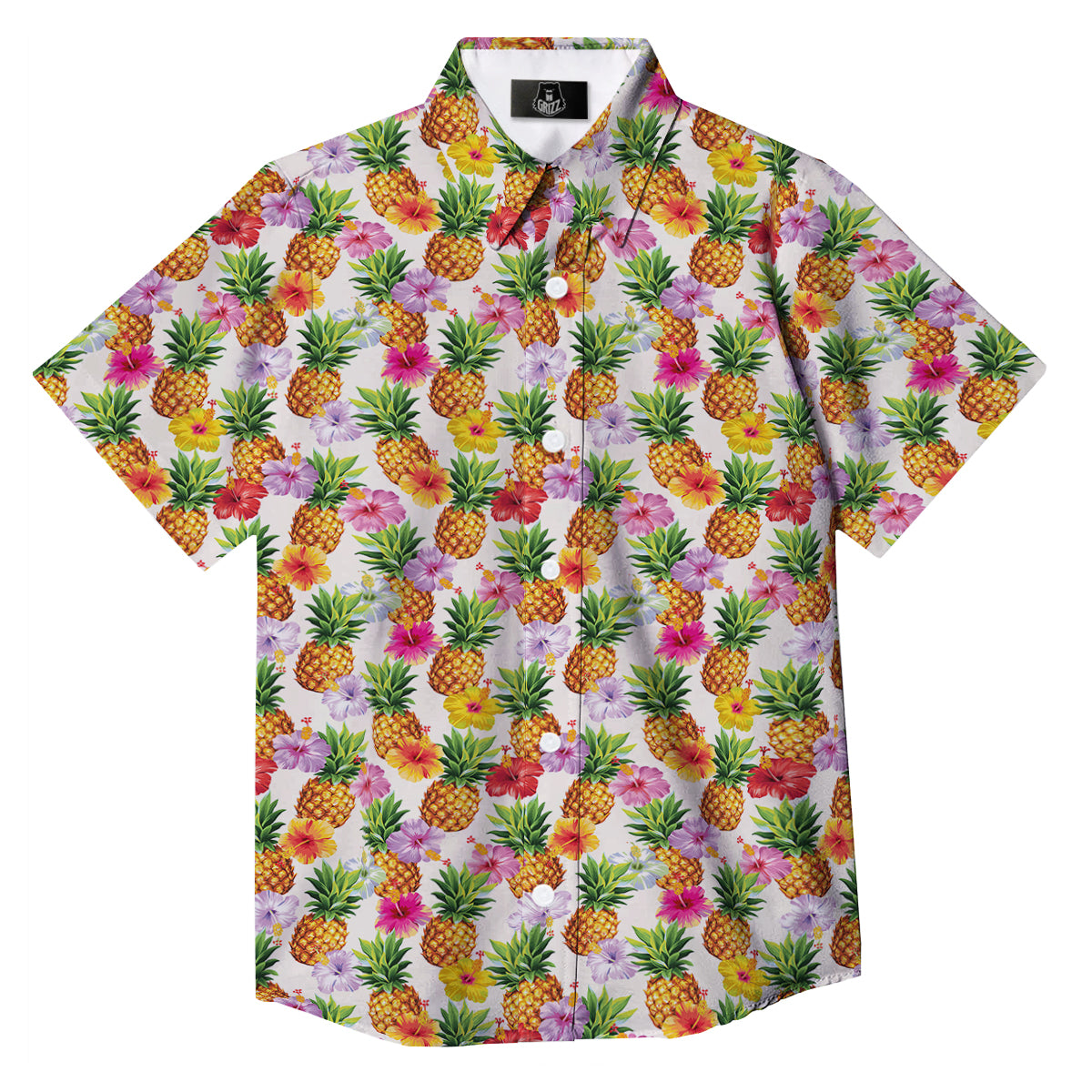 Pineapple Aloha Summer Print Pattern Button Up Shirt-grizzshop