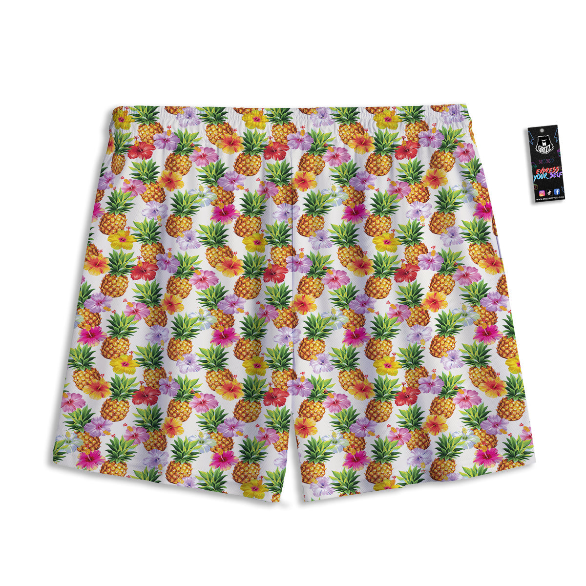 Pineapple Aloha Summer Print Pattern Mesh Shorts-grizzshop
