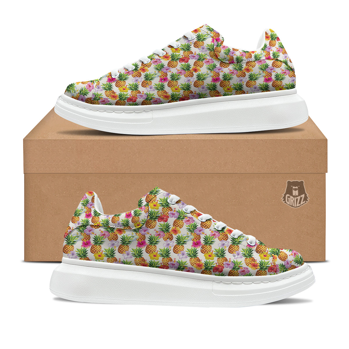 Pineapple Aloha Summer Print Pattern Platform Shoes-grizzshop