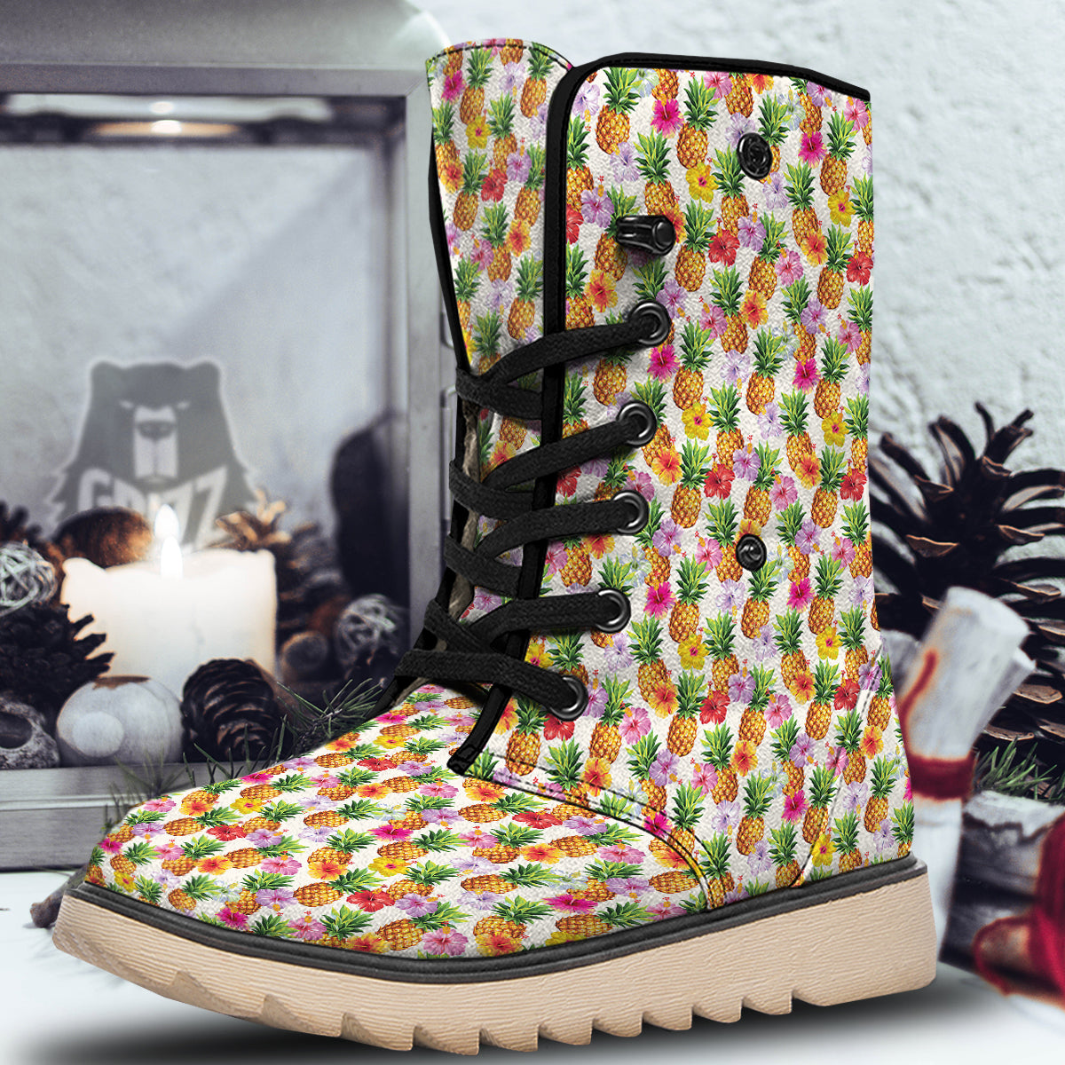 Pineapple Aloha Summer Print Pattern Snow Boots-grizzshop