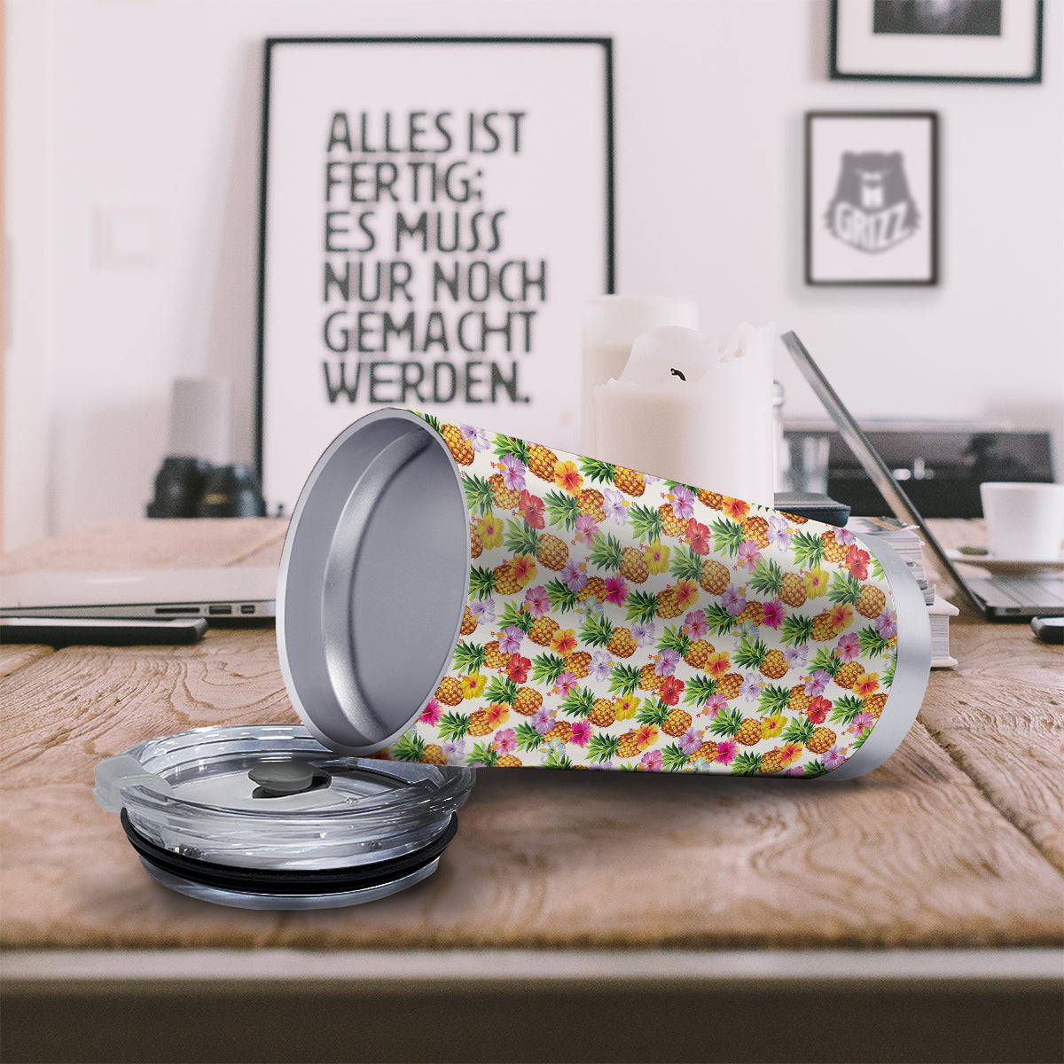 Pineapple Aloha Summer Print Pattern Tumbler-grizzshop