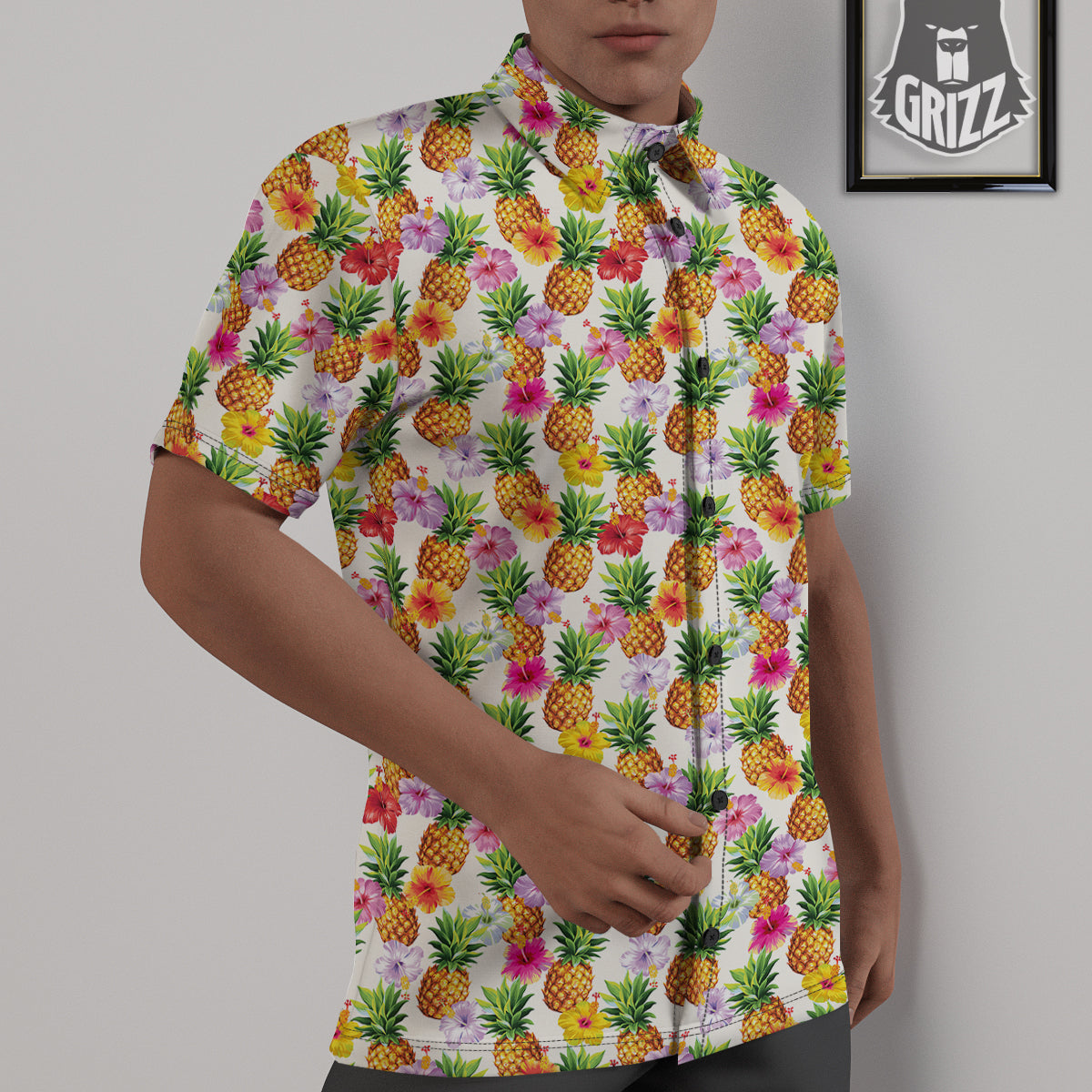 Pineapple Aloha Summer Print Pattern Untucked Shirts-grizzshop