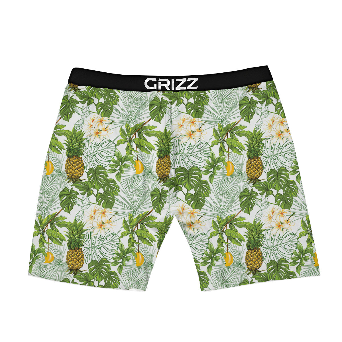 Pineapple Aloha White Print Pattern Boxer Briefs-grizzshop