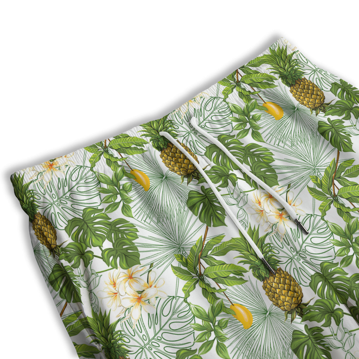 Pineapple Aloha White Print Pattern Men's Athletic Shorts