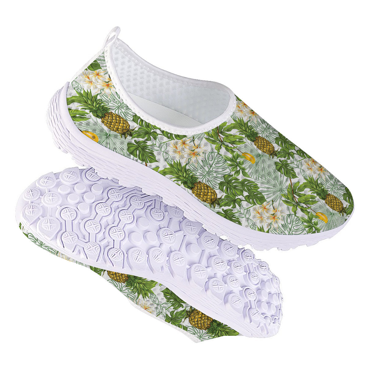 Pineapple Aloha White Print Pattern Nurse Shoes-grizzshop