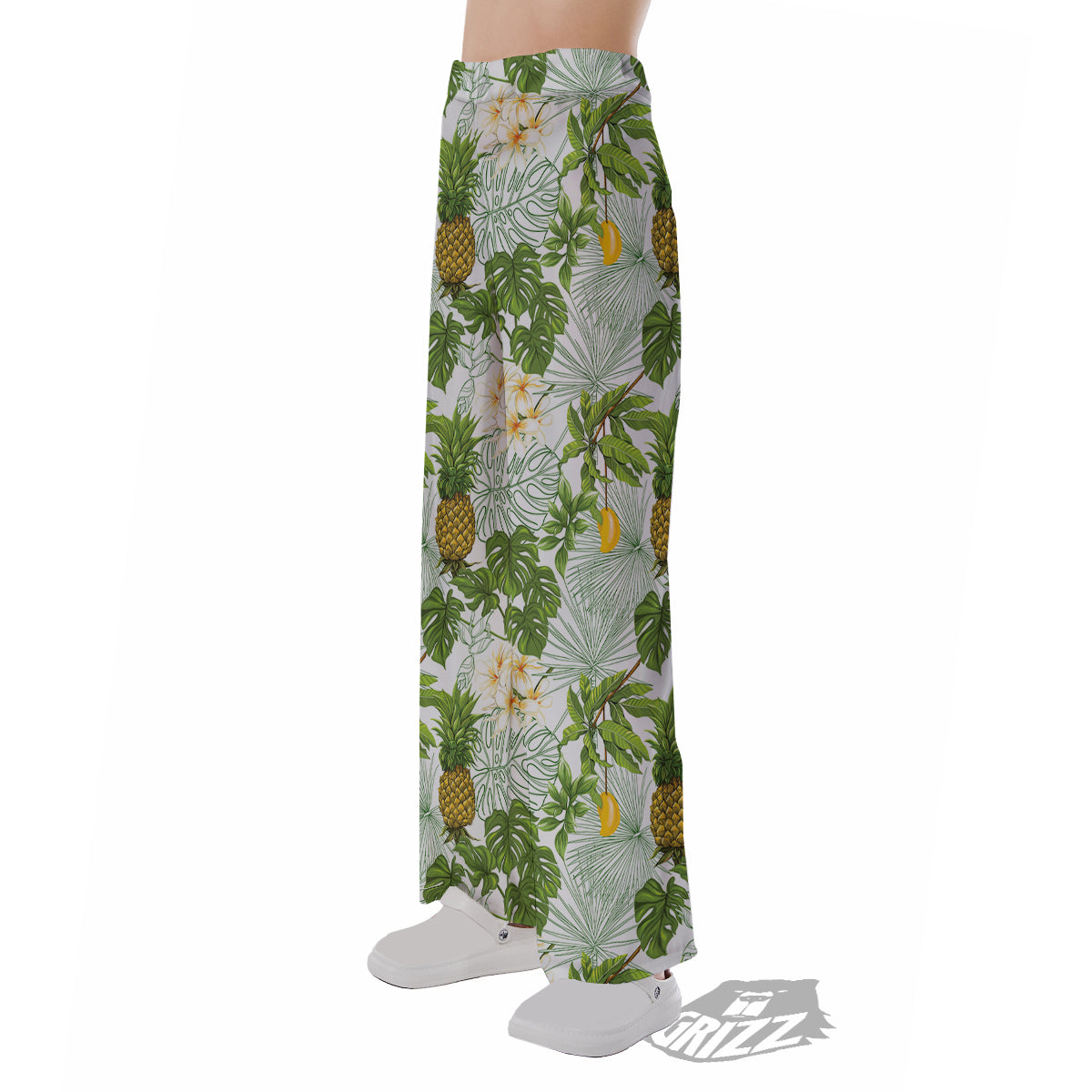 Pineapple Aloha White Print Pattern Pajama Pants-grizzshop