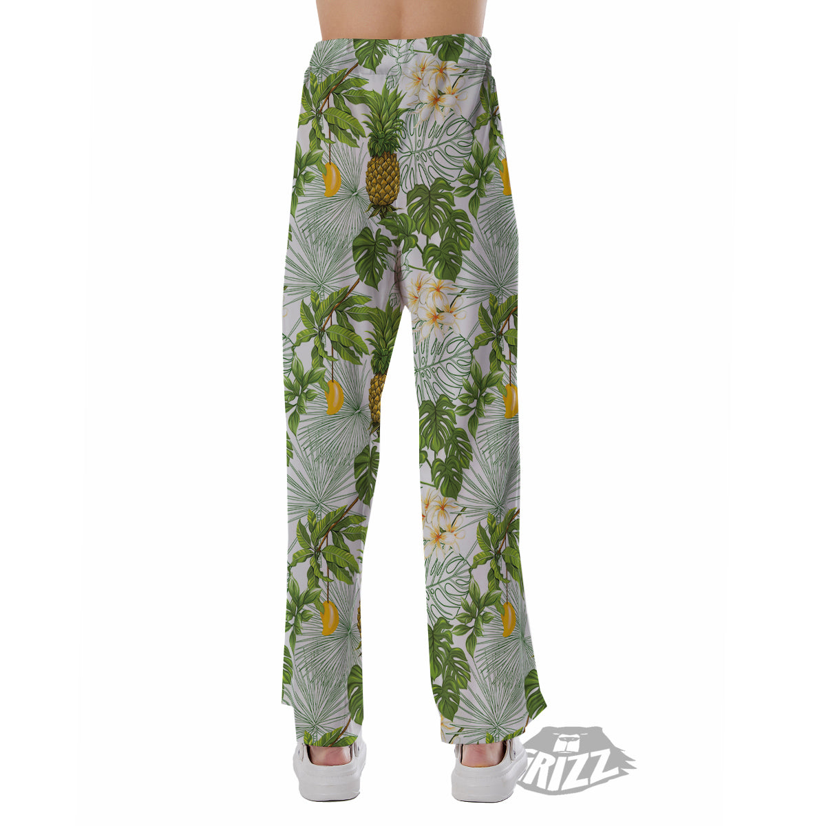Pineapple Aloha White Print Pattern Pajama Pants-grizzshop