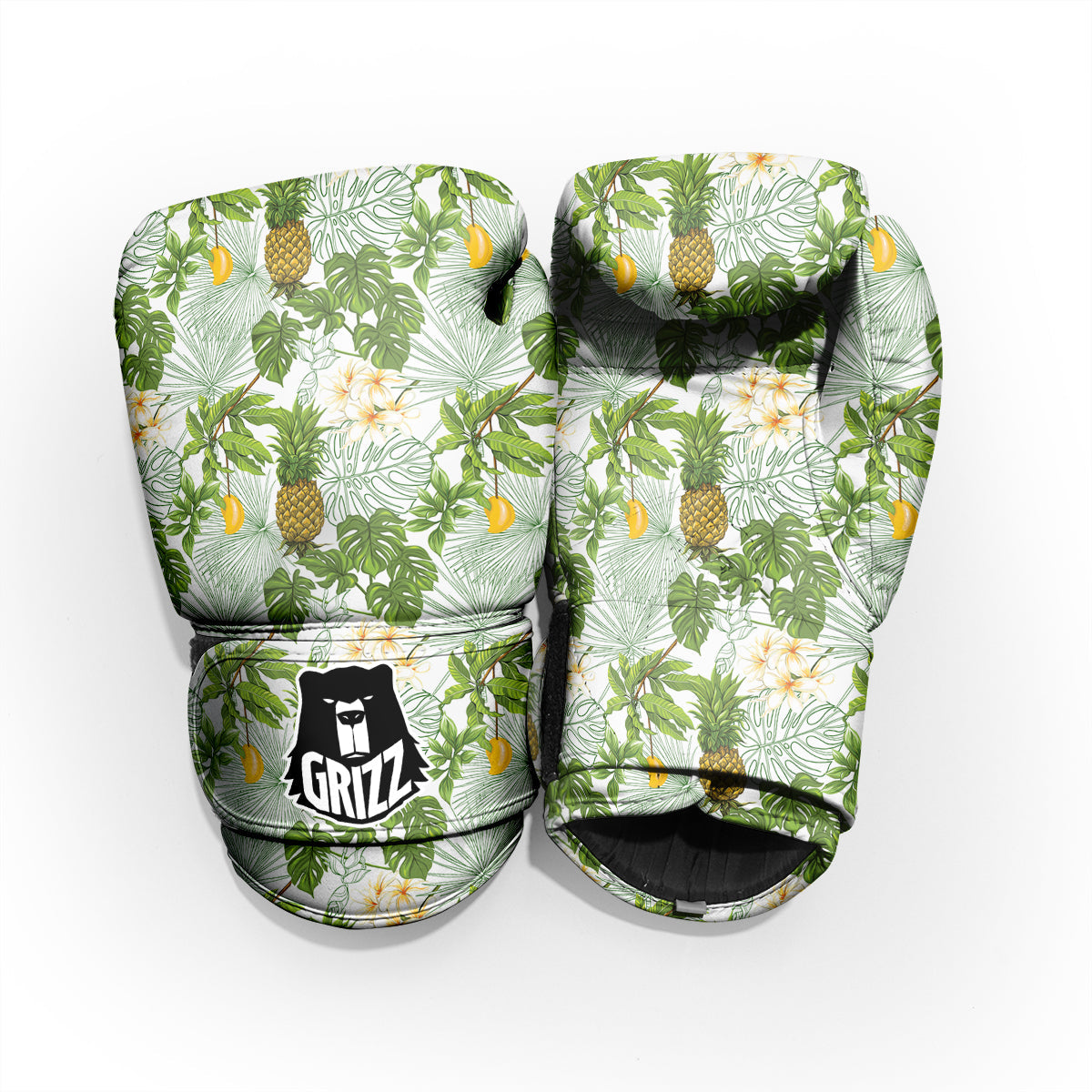 Pineapple Aloha White Print Pattern Sparring Gloves-grizzshop
