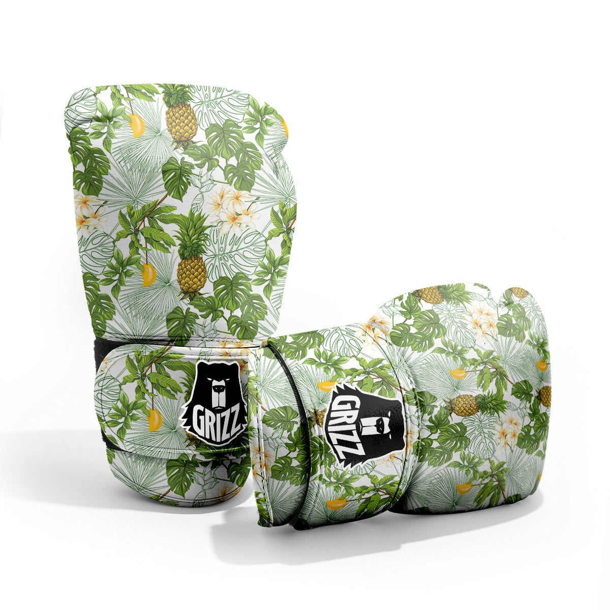 Pineapple Aloha White Print Pattern Sparring Gloves-grizzshop