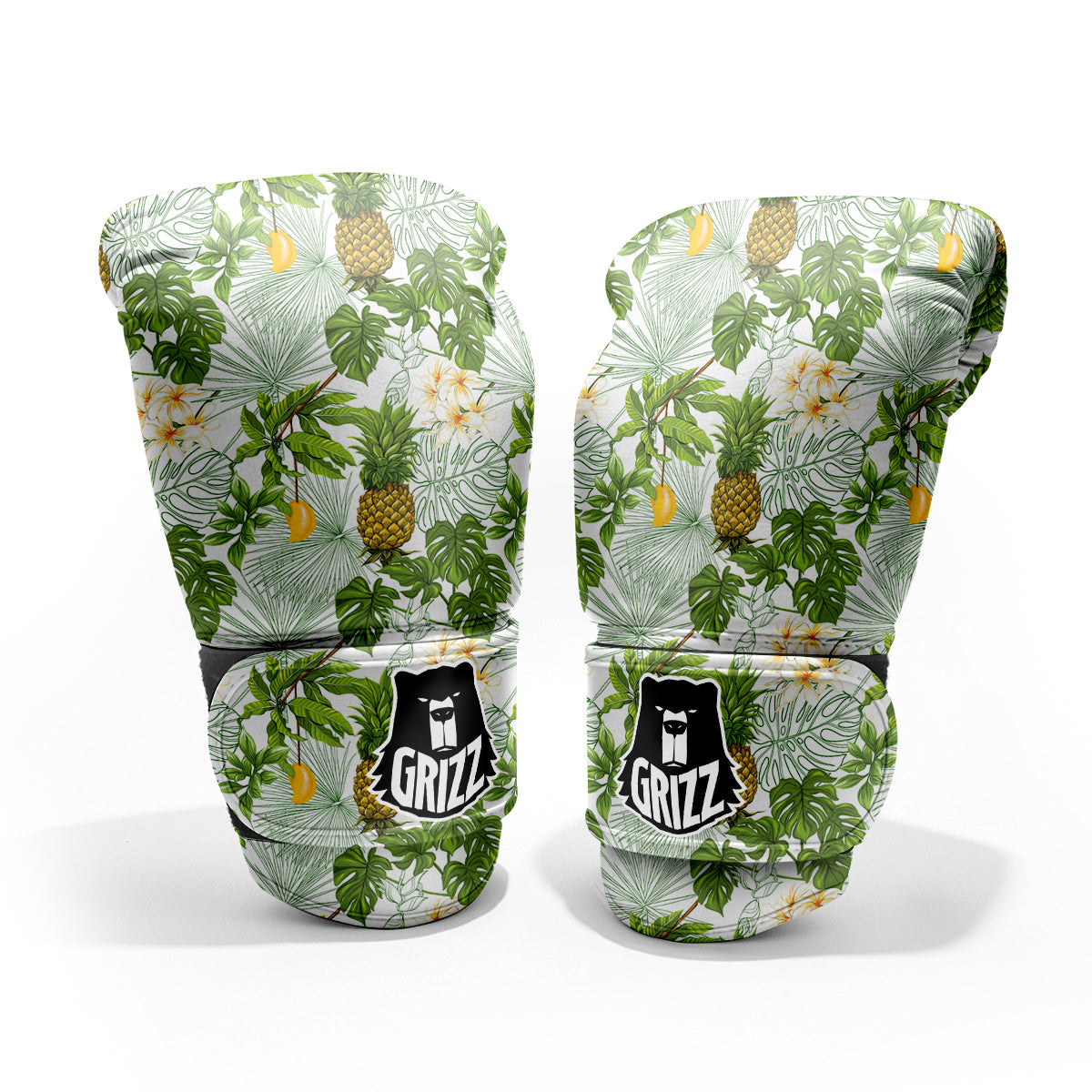 Pineapple Aloha White Print Pattern Sparring Gloves-grizzshop