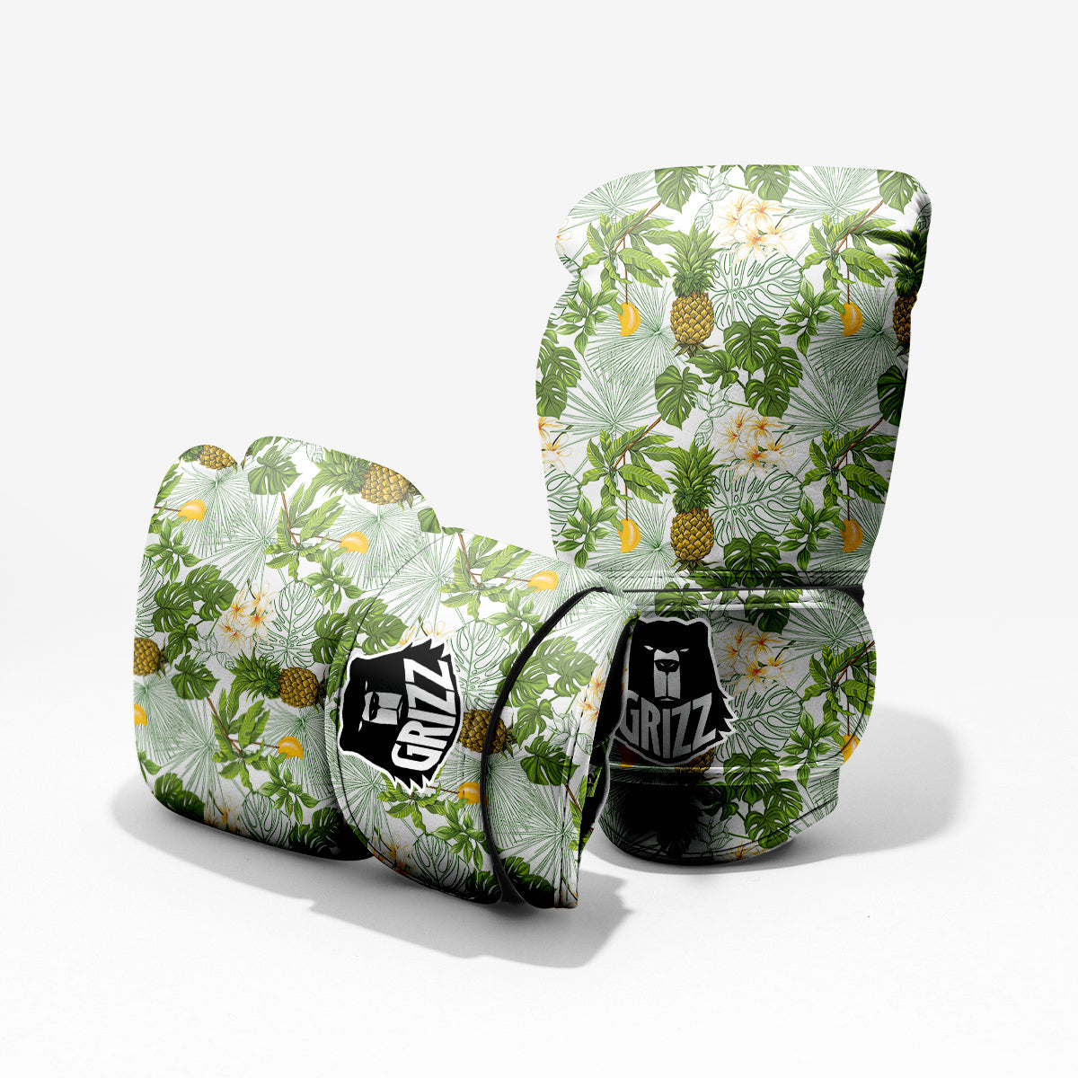 Pineapple Aloha White Print Pattern Sparring Gloves-grizzshop