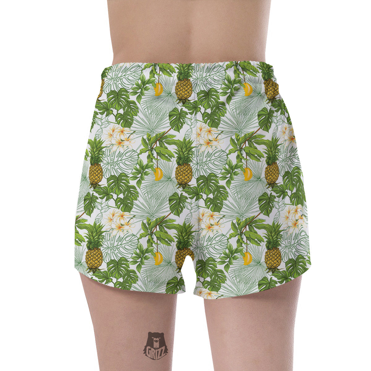 Pineapple Aloha White Print Pattern Women's Shorts-grizzshop
