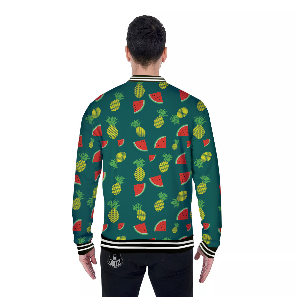 Pineapple And Tropical Watermelon Print Pattern Baseball Jacket-grizzshop