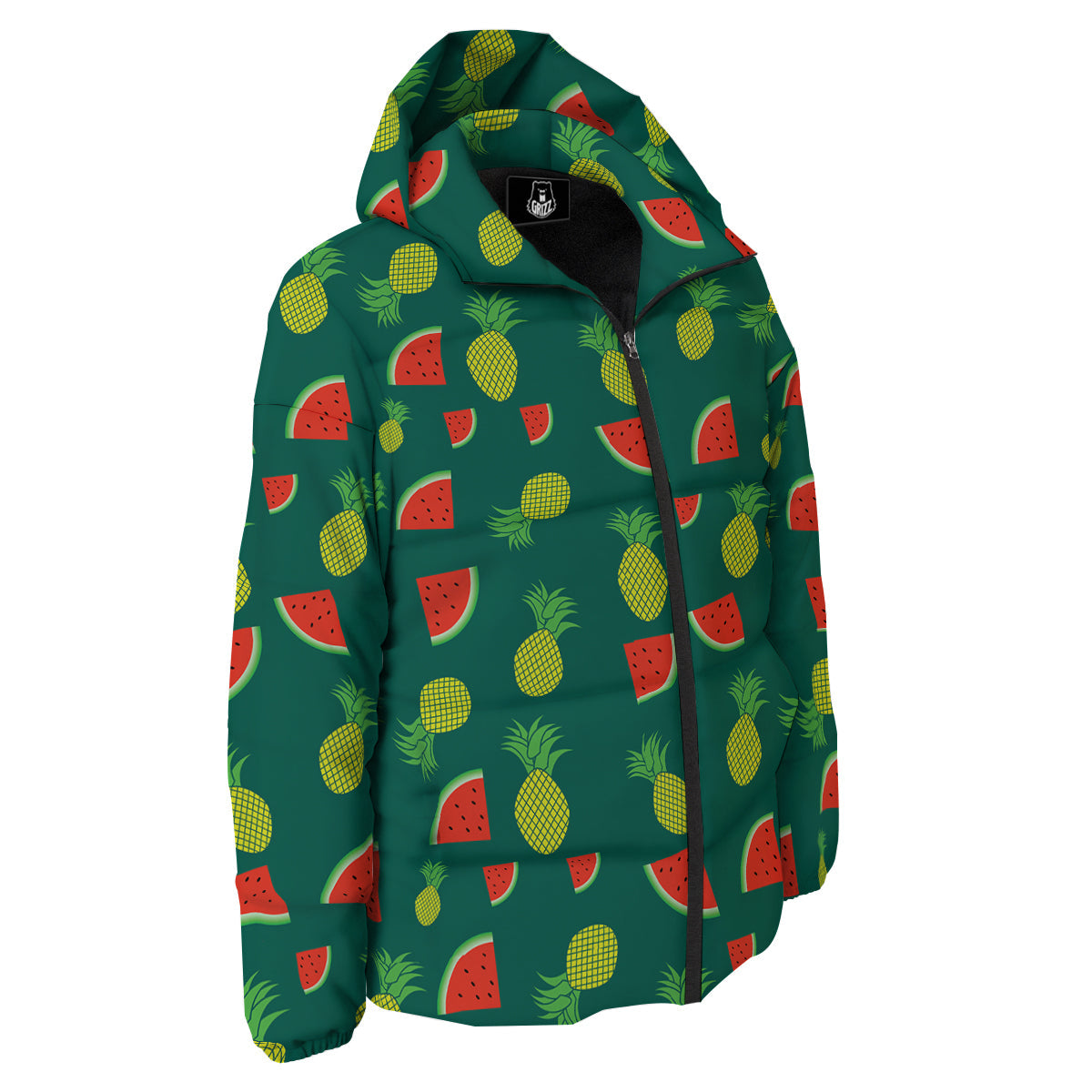 Pineapple And Tropical Watermelon Print Pattern Down Jacket-grizzshop