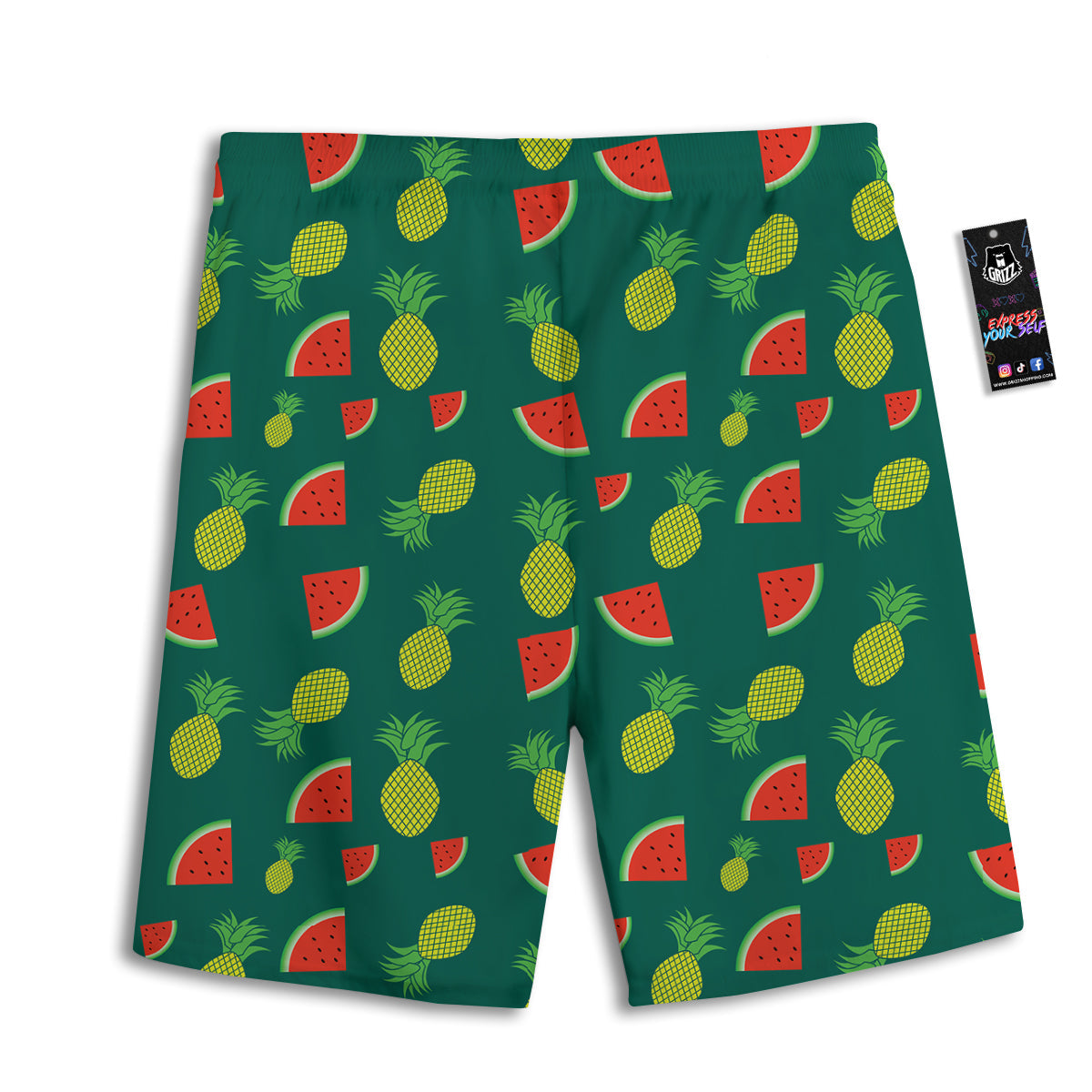 Pineapple And Tropical Watermelon Print Pattern Men's Athletic Shorts-grizzshop