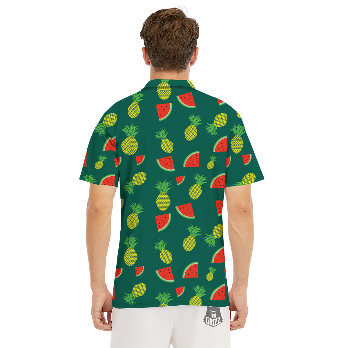Pineapple And Tropical Watermelon Print Pattern Men's Golf Shirts-grizzshop