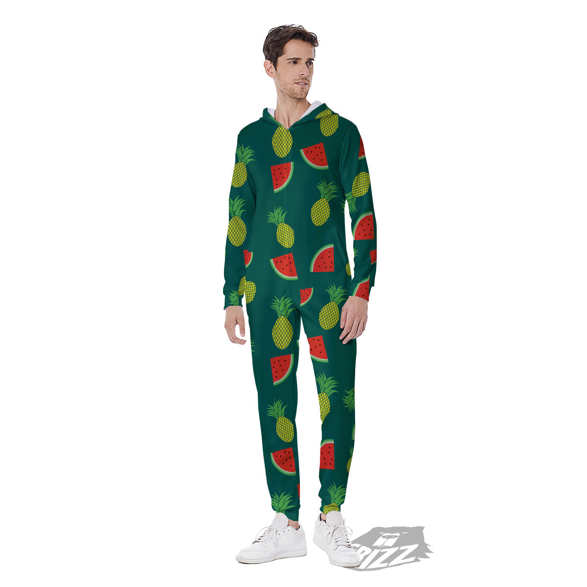 Pineapple And Tropical Watermelon Print Pattern Men's Jumpsuit-grizzshop