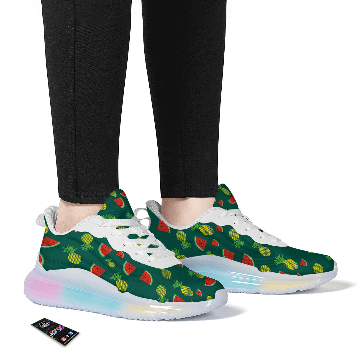 Pineapple And Tropical Watermelon Print Pattern Running Sneakers-grizzshop