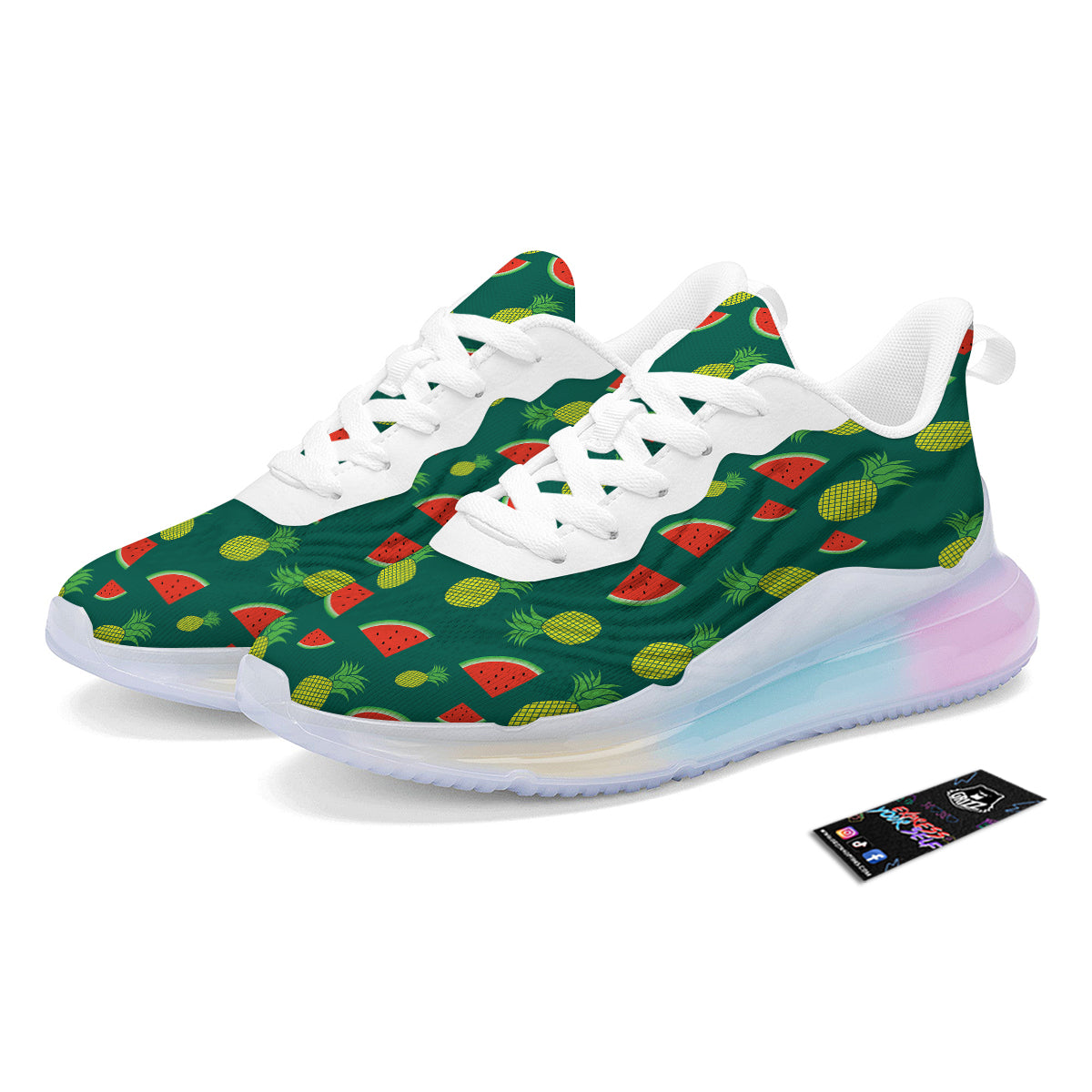 Pineapple And Tropical Watermelon Print Pattern Running Sneakers-grizzshop