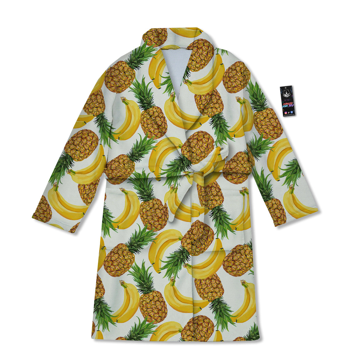 Pineapple Banana Print Pattern Bathrobe-grizzshop