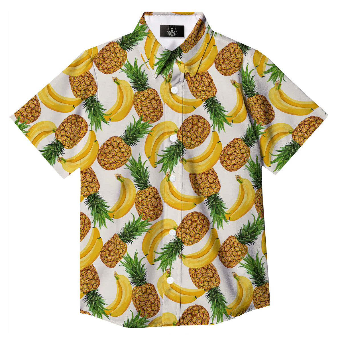 Pineapple Banana Print Pattern Button Up Shirt-grizzshop