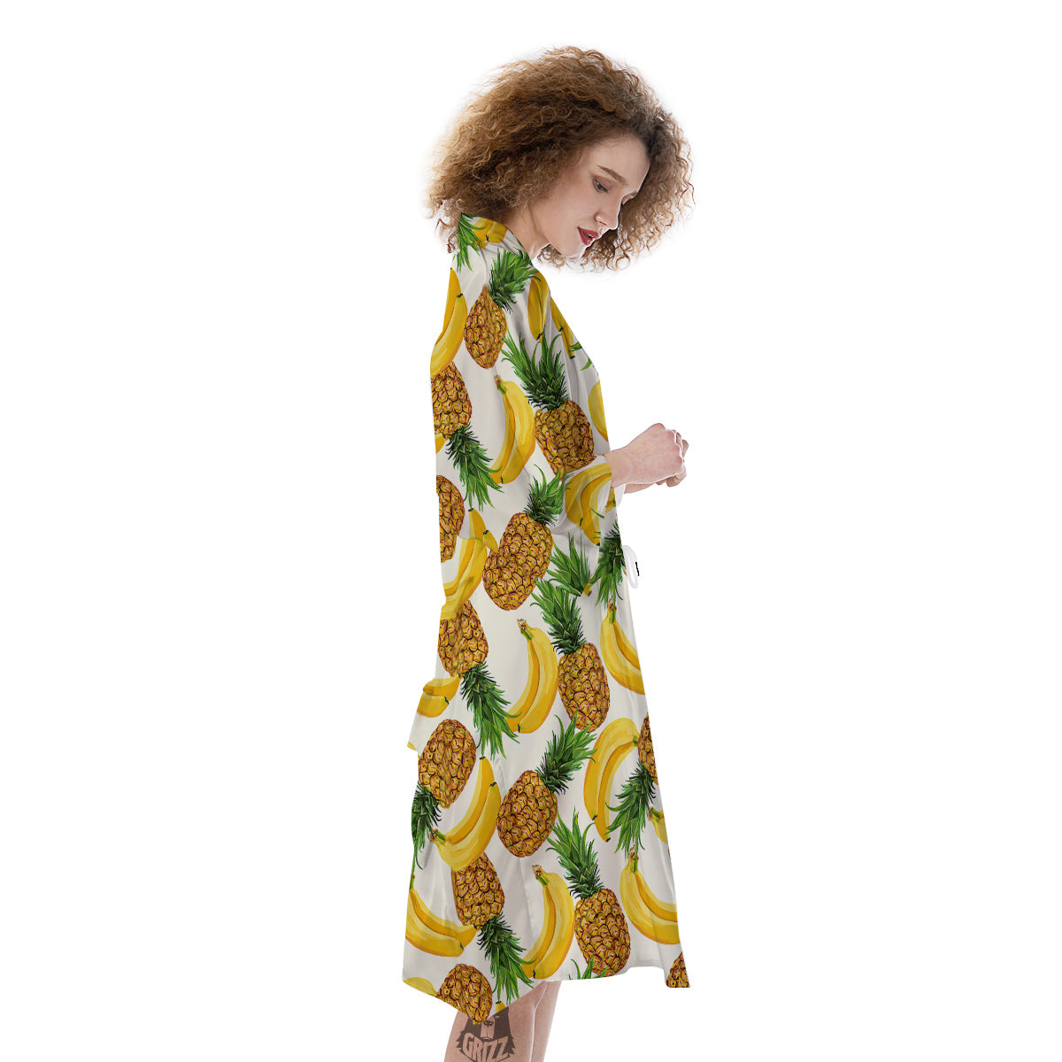 Pineapple Banana Print Pattern Kimono-grizzshop