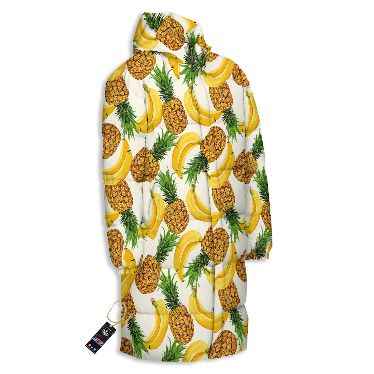 Pineapple Banana Print Pattern Long Down Jacket-grizzshop