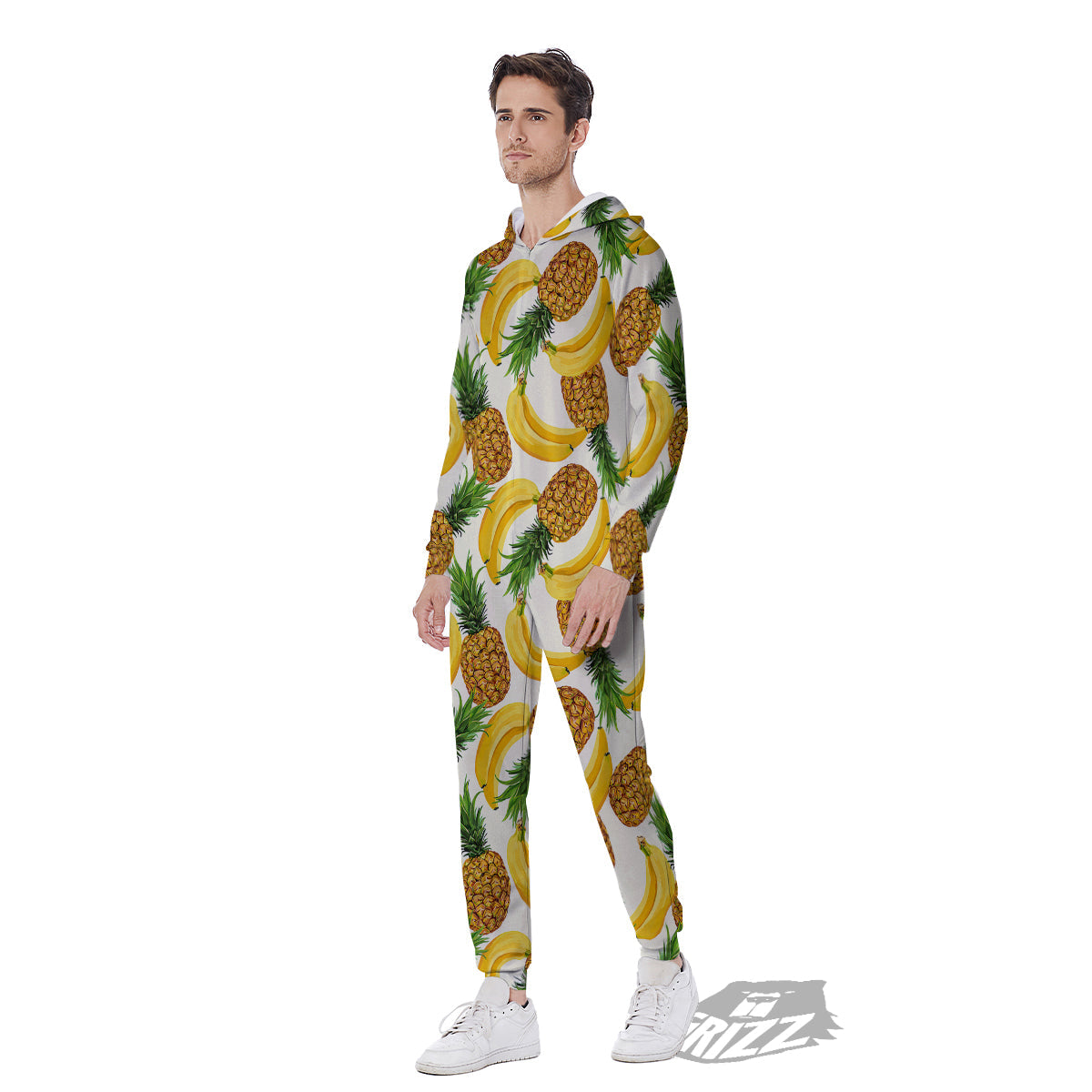 Pineapple Banana Print Pattern Men's Jumpsuit-grizzshop