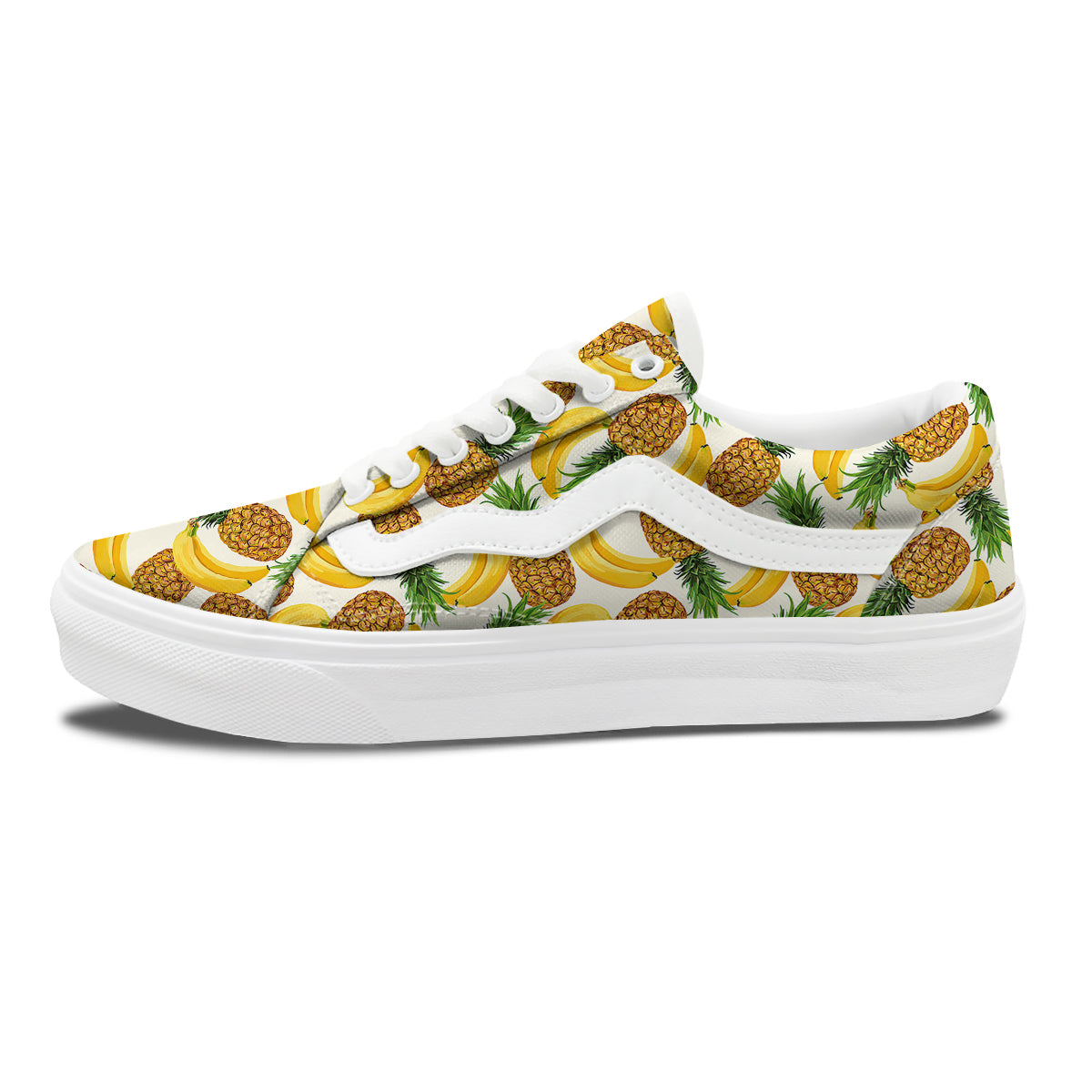 Pineapple Banana Print Pattern Skate Shoes-grizzshop