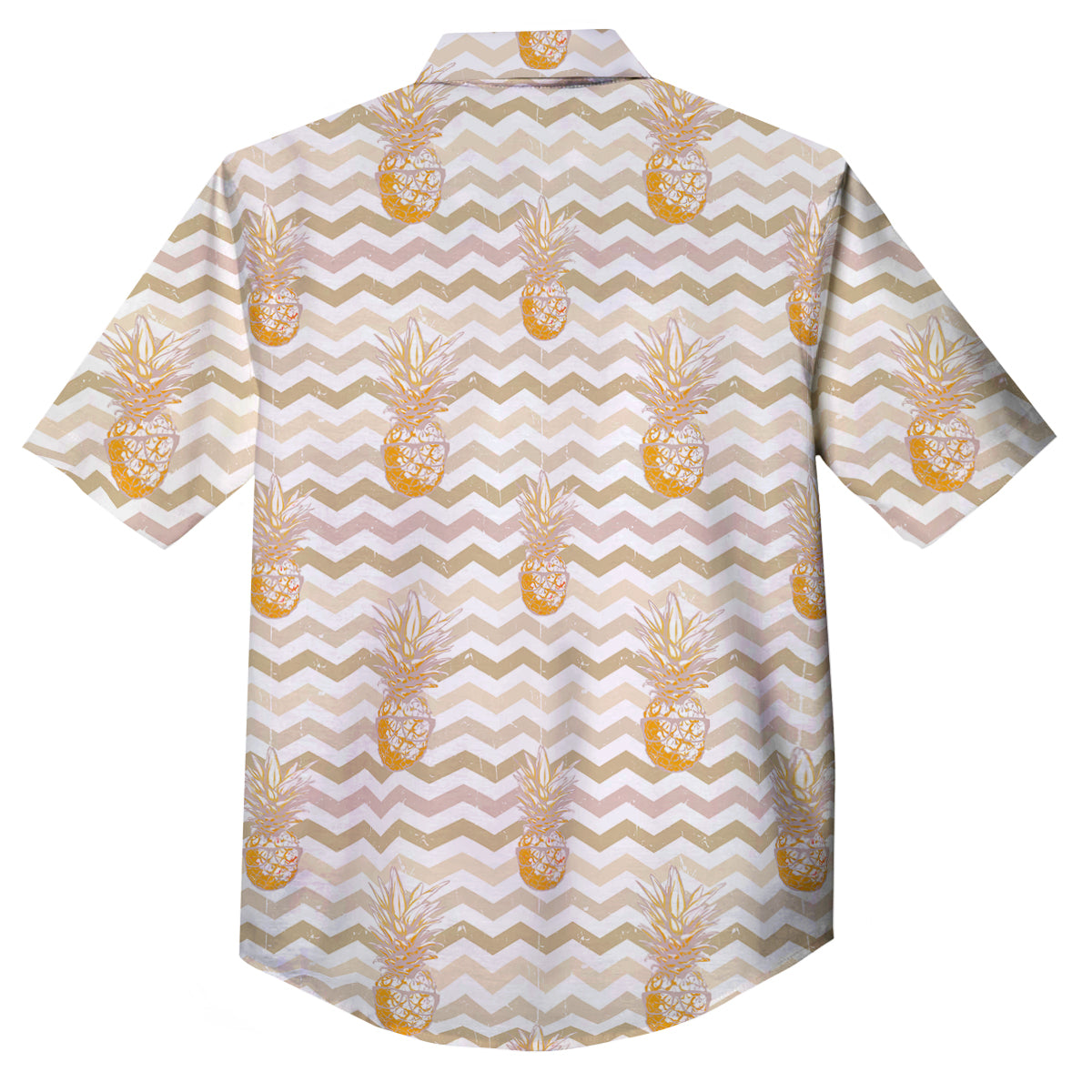 Pineapple Beige Zig Zag Print Pattern Button Up Shirt-grizzshop