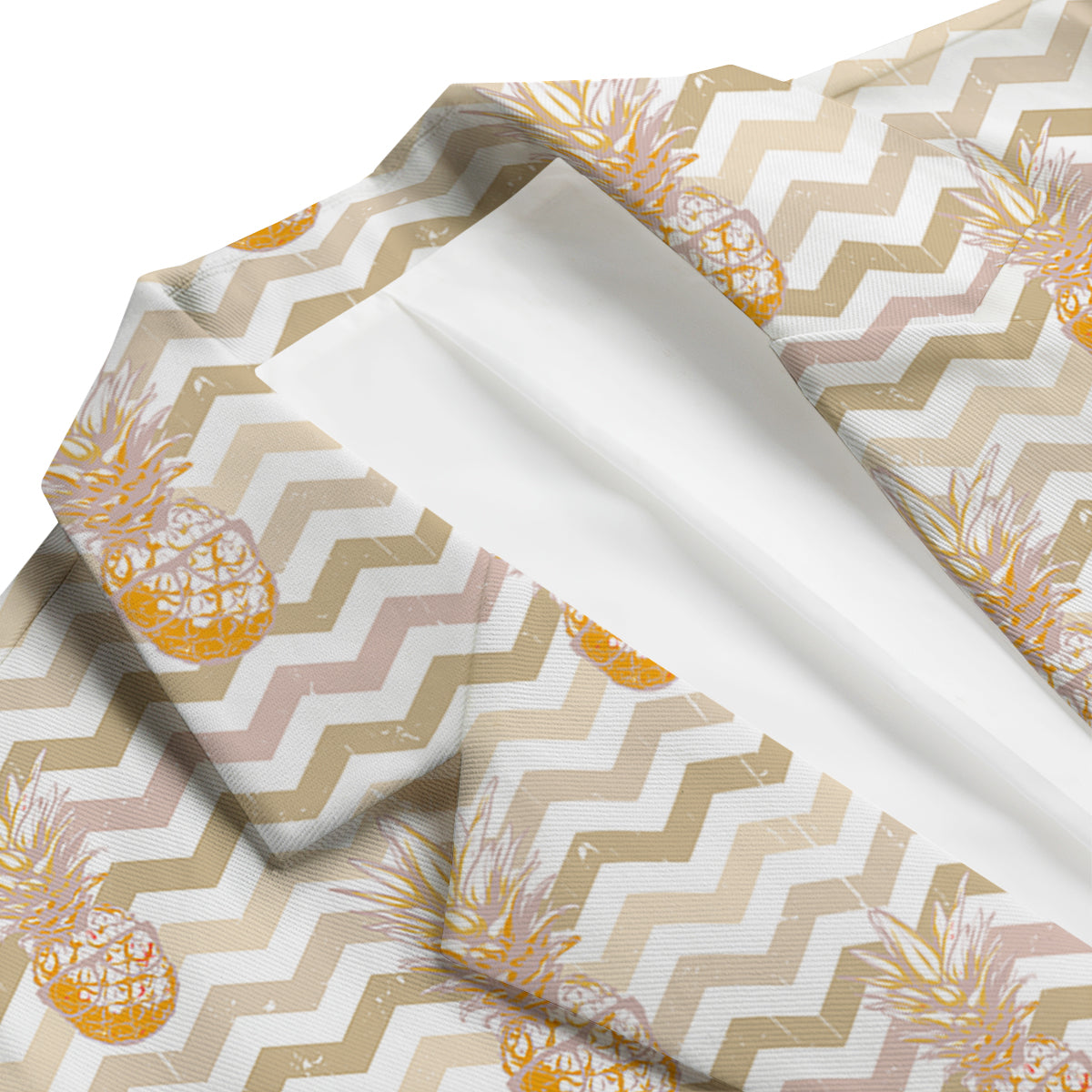 Pineapple Beige Zig Zag Print Pattern Men's Blazer-grizzshop
