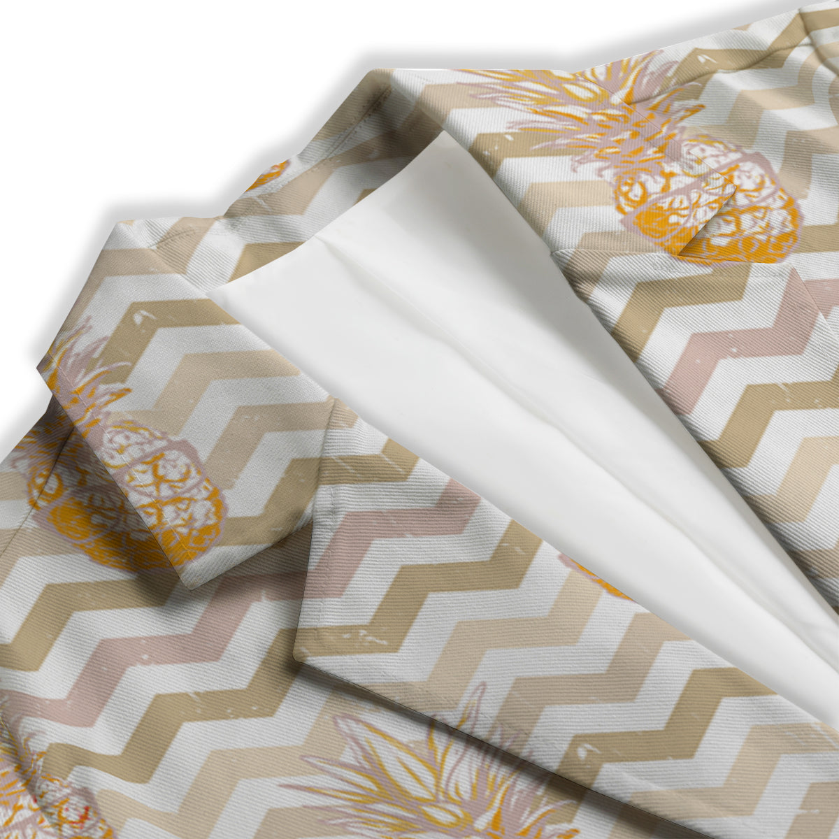 Pineapple Beige Zig Zag Print Pattern Women's Blazer-grizzshop