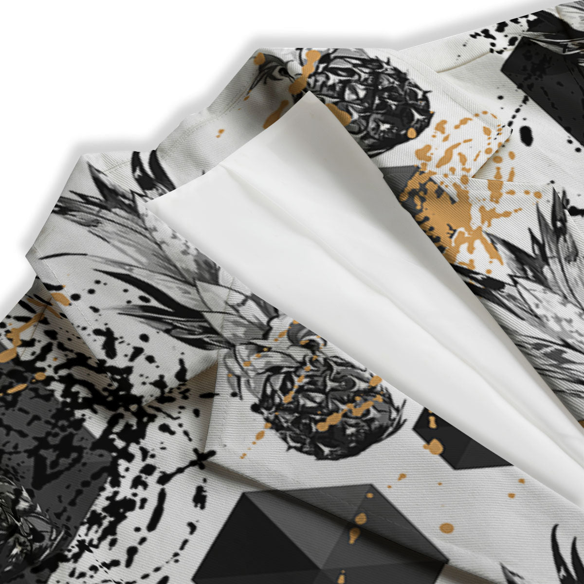Pineapple Black Geometric Print Pattern Women's Blazer-grizzshop