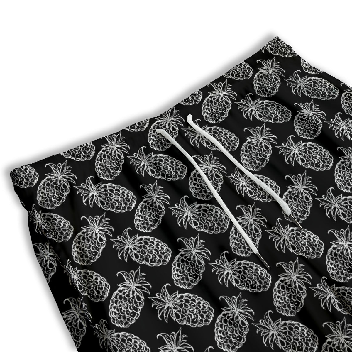 Pineapple Black Hawaiian Print Pattern Men's Athletic Shorts