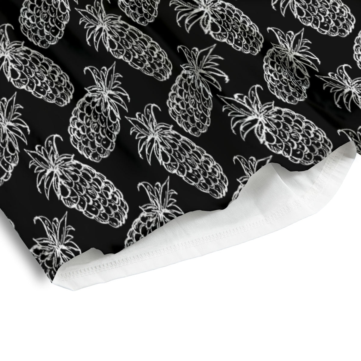 Pineapple Black Hawaiian Print Pattern Men's Athletic Shorts