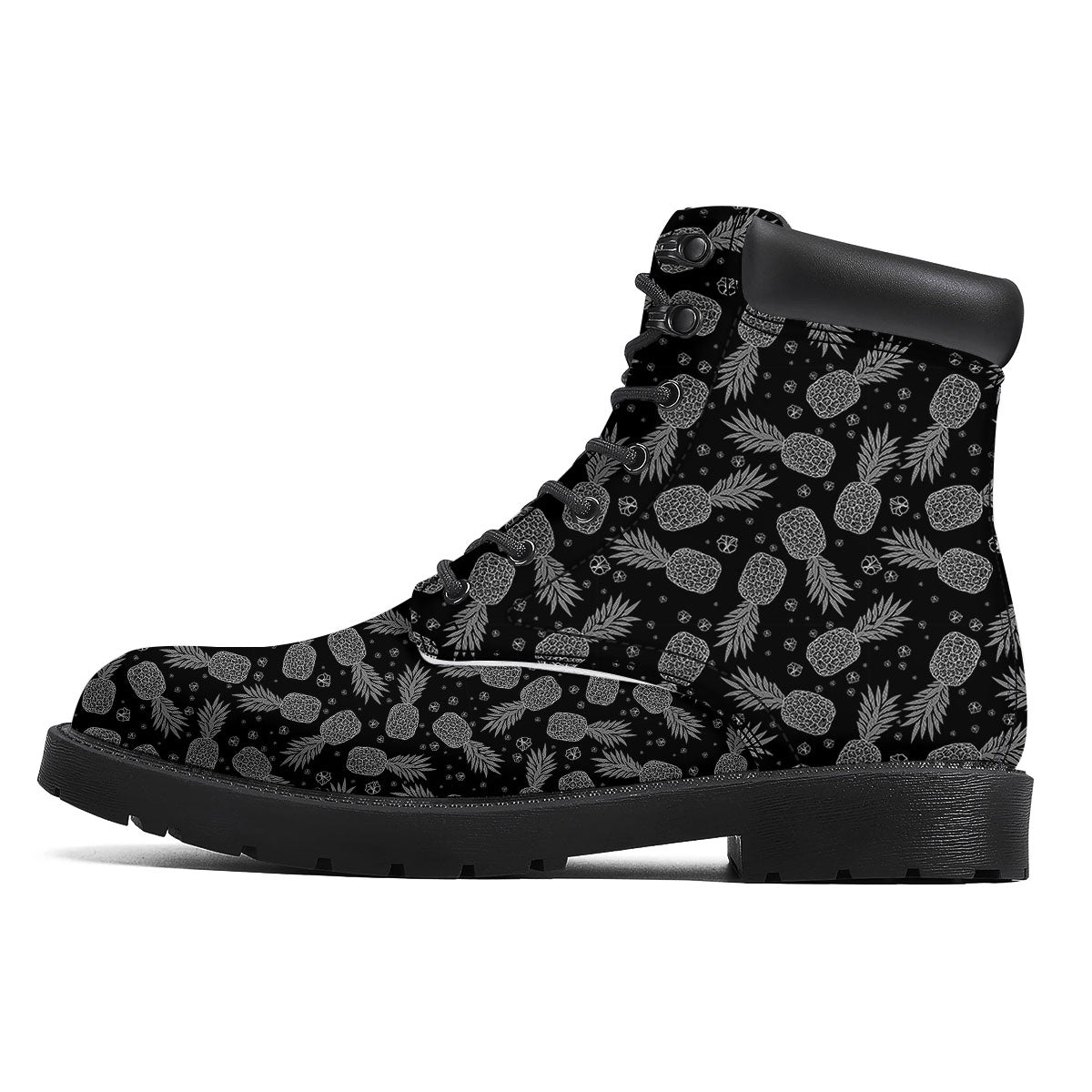 Pineapple Black Print Pattern Boots-grizzshop