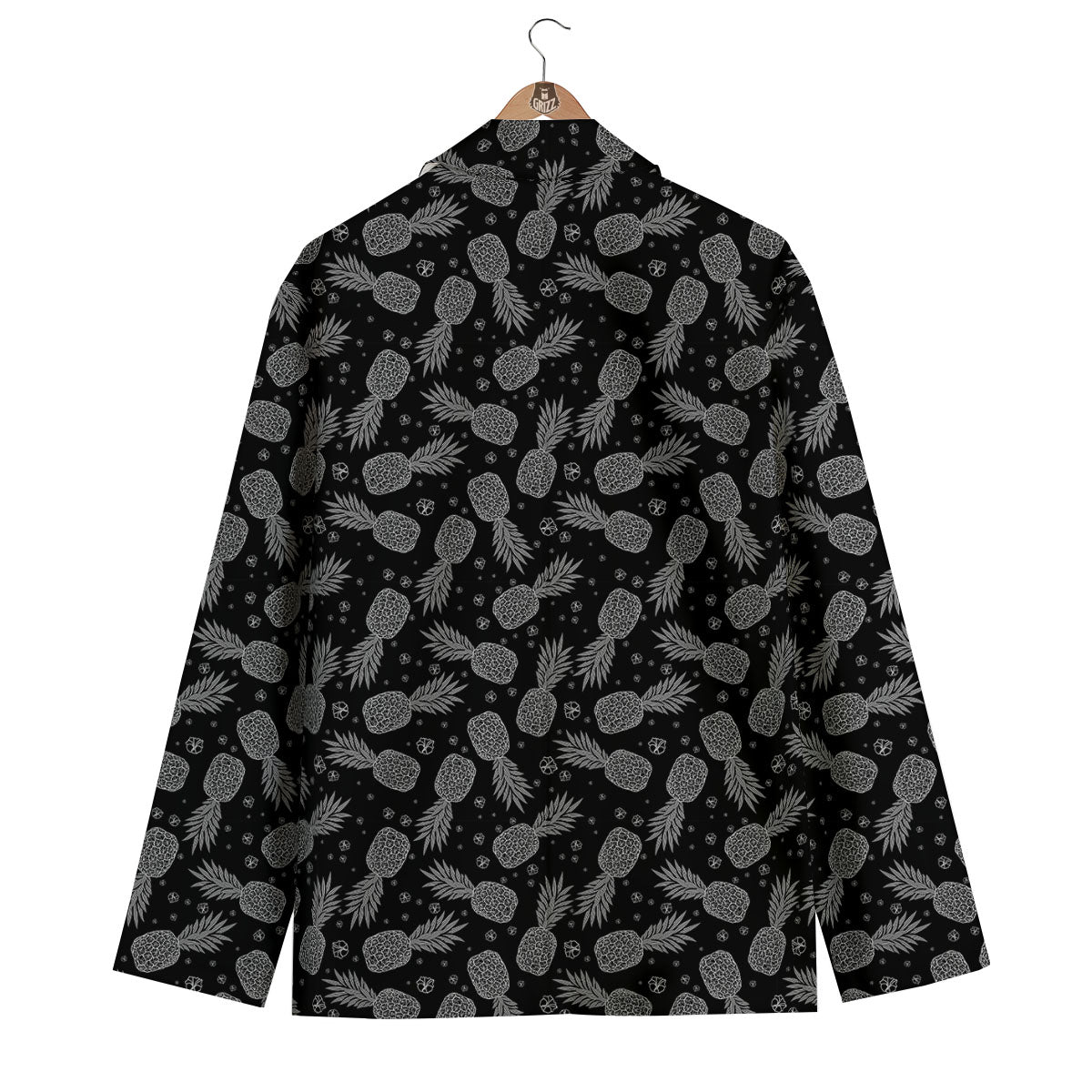 Pineapple Black Print Pattern Men's Blazer-grizzshop