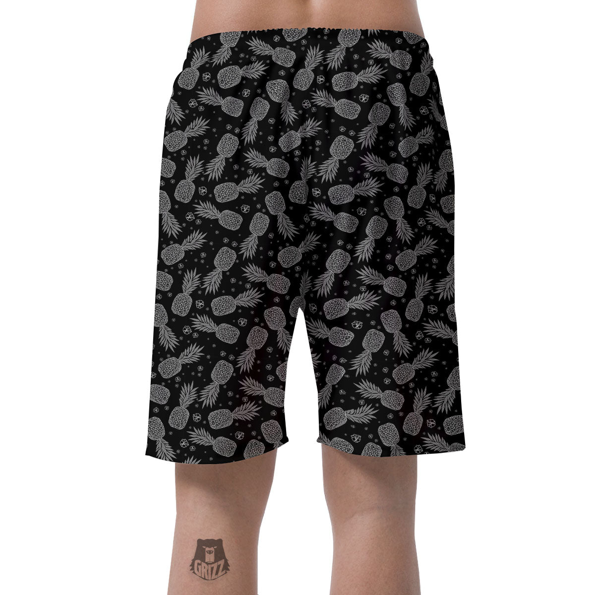 Pineapple Black Print Pattern Men's Shorts-grizzshop