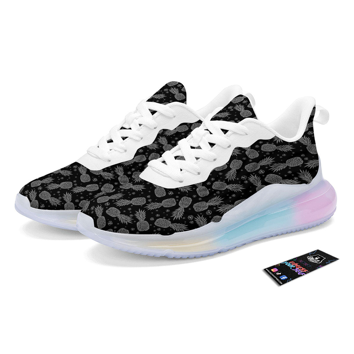 Pineapple Black Print Pattern Running Sneakers-grizzshop