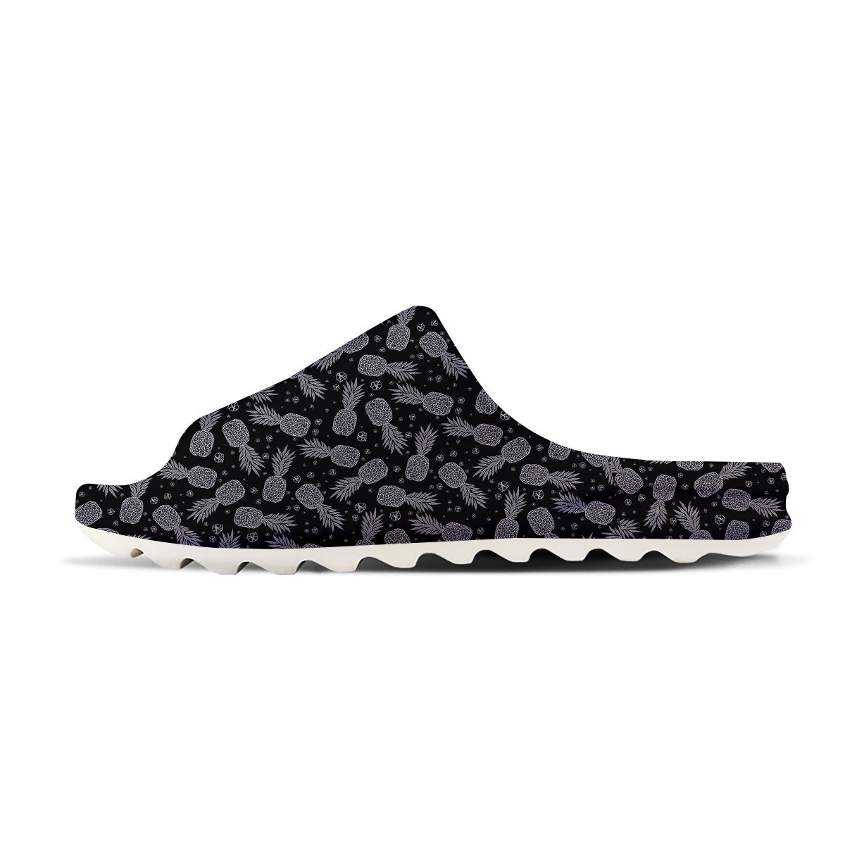 Pineapple Black Print Pattern Sandals-grizzshop