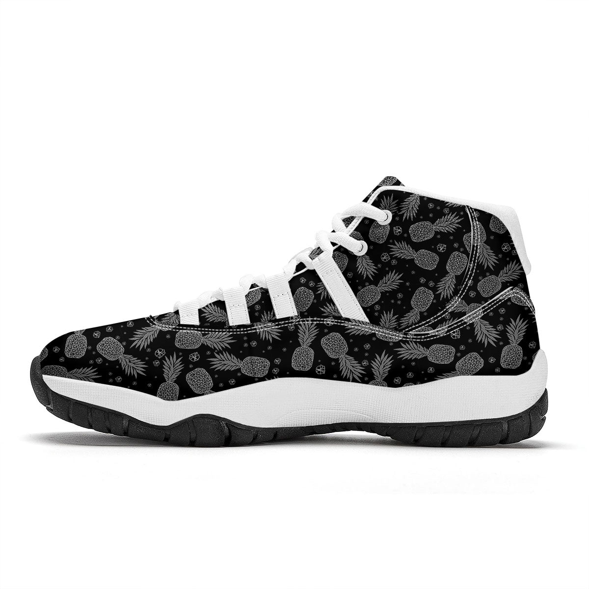 Pineapple Black Print Pattern White Bball Shoes-grizzshop