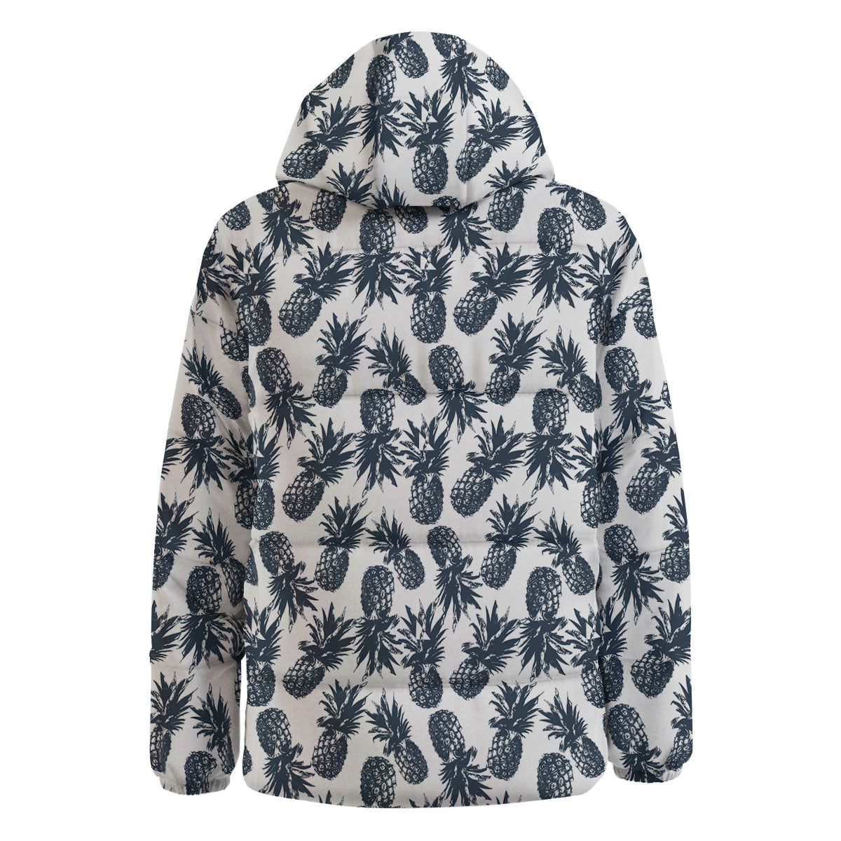 Pineapple Black Tropical Print Pattern Down Jacket-grizzshop