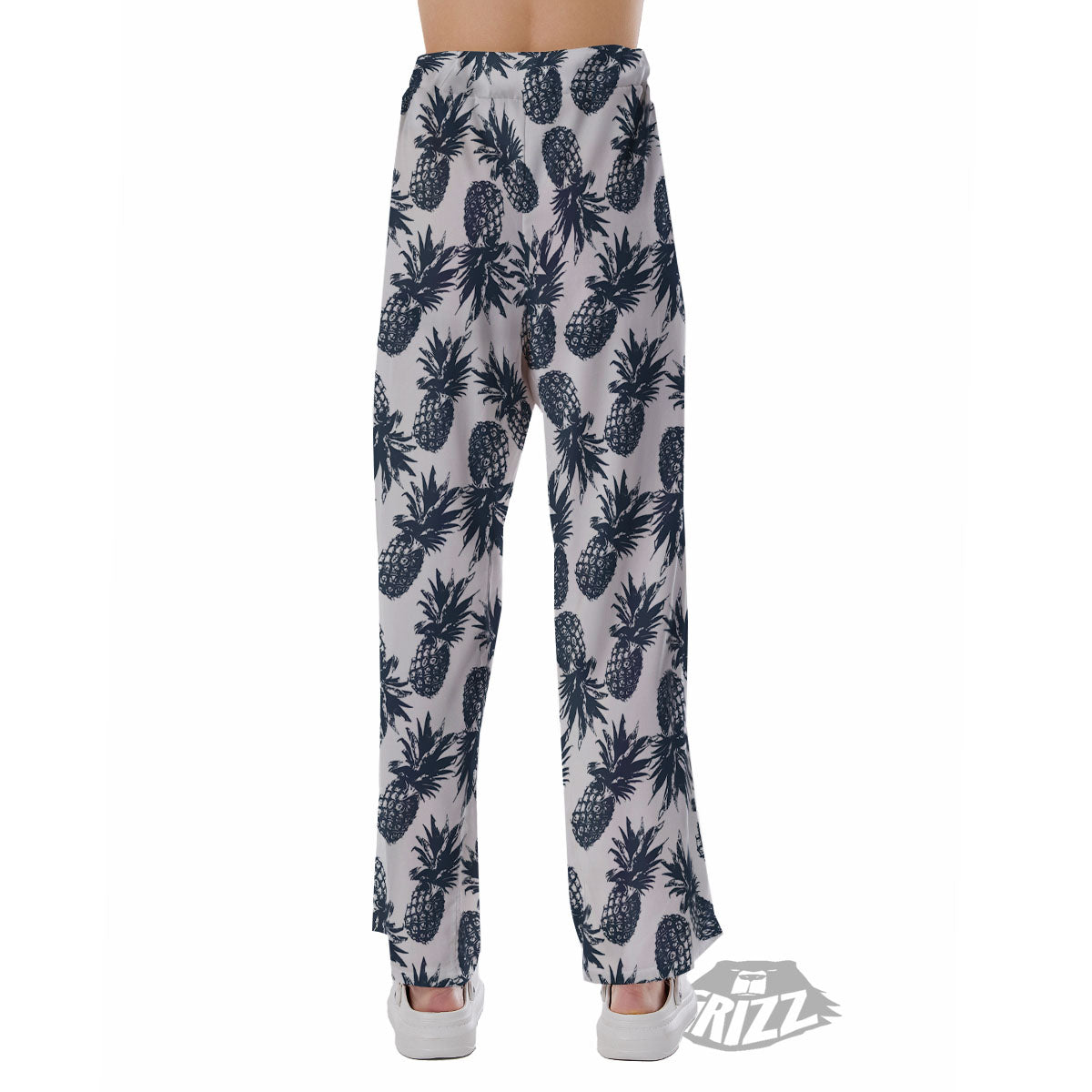 Pineapple Black Tropical Print Pattern Pajama Pants-grizzshop