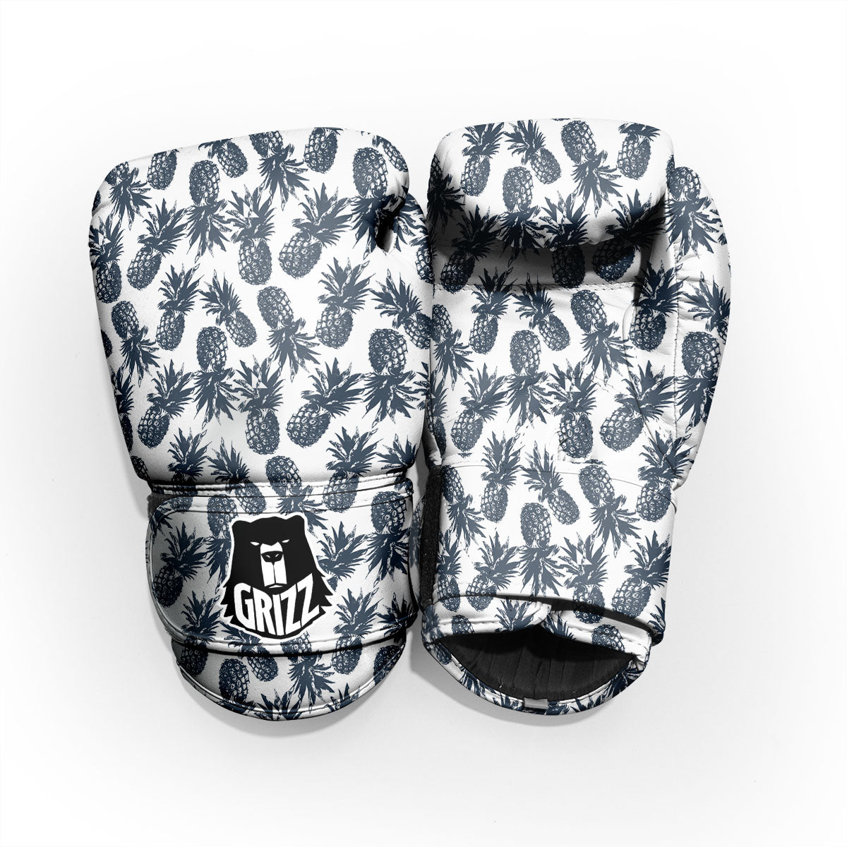 Pineapple Black Tropical Print Pattern Sparring Gloves-grizzshop