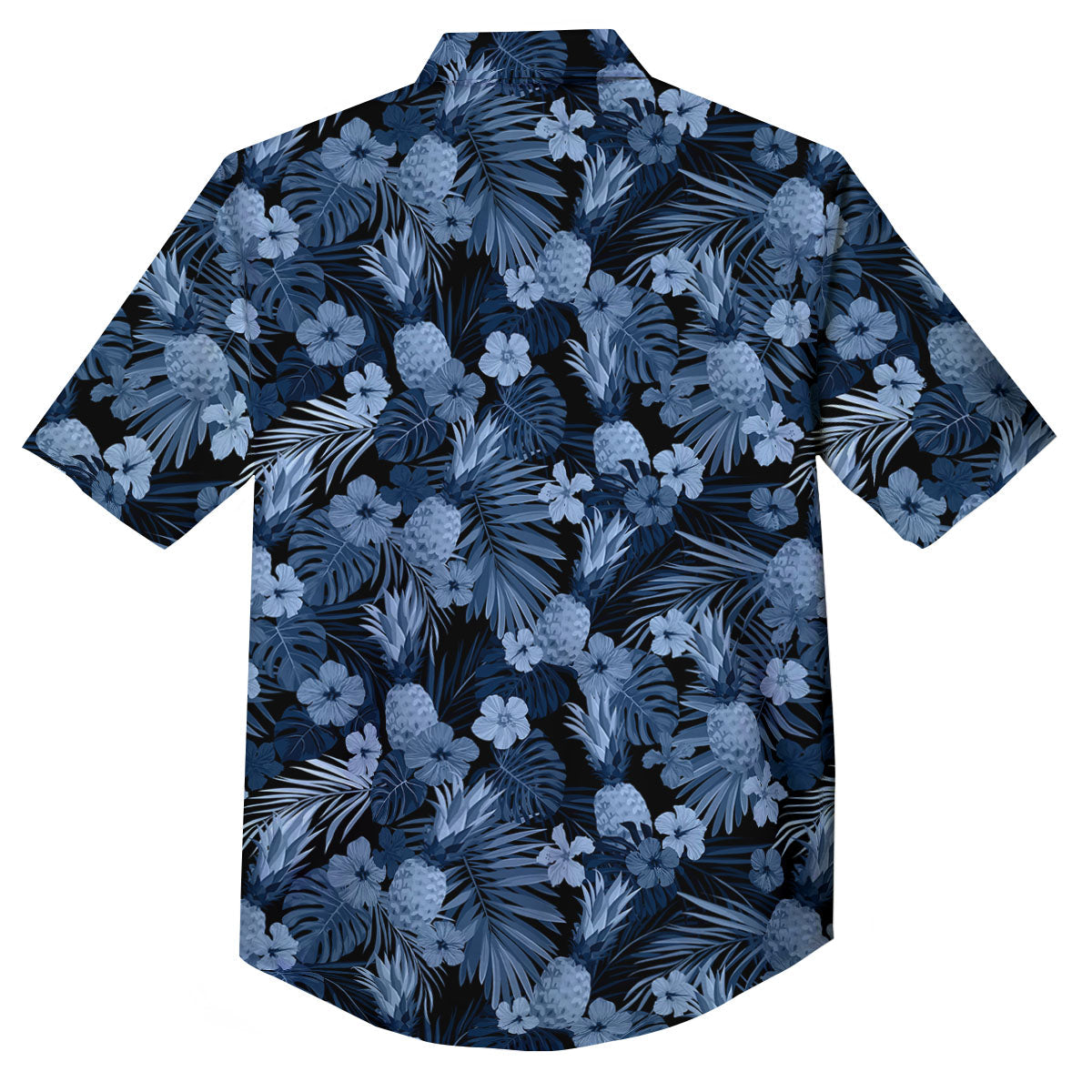Pineapple Blue Aloha Print Pattern Button Up Shirt-grizzshop