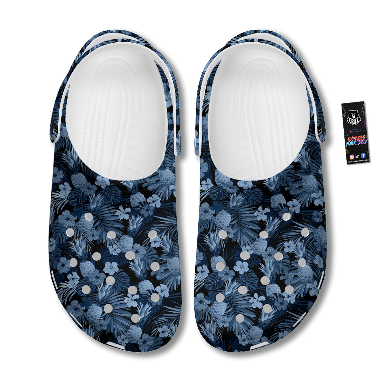 Pineapple Blue Aloha Print Pattern Clog-grizzshop