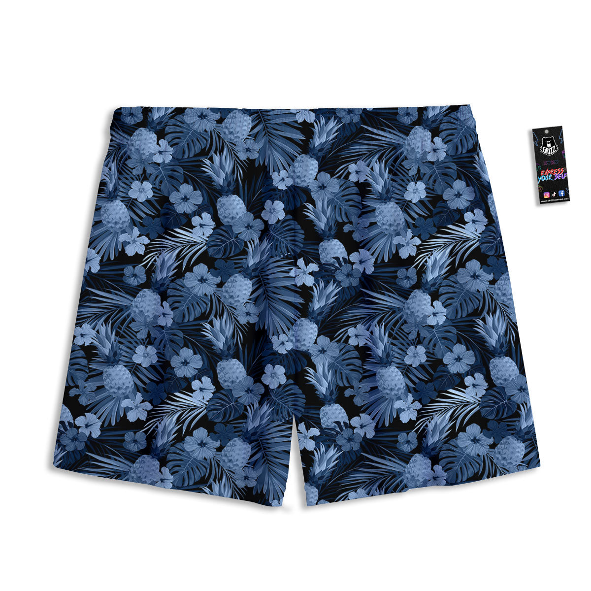 Pineapple Blue Aloha Print Pattern Mesh Shorts-grizzshop