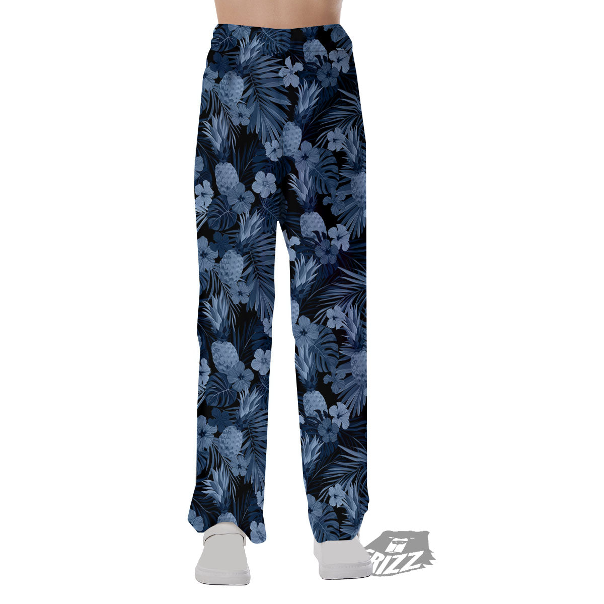 Pineapple Blue Aloha Print Pattern Pajama Pants-grizzshop