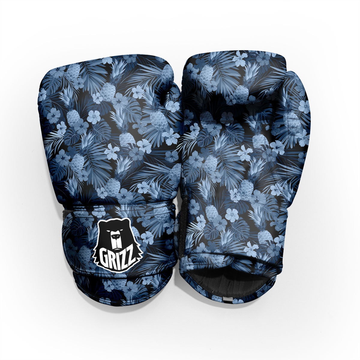 Pineapple Blue Aloha Print Pattern Pro Boxing Glove